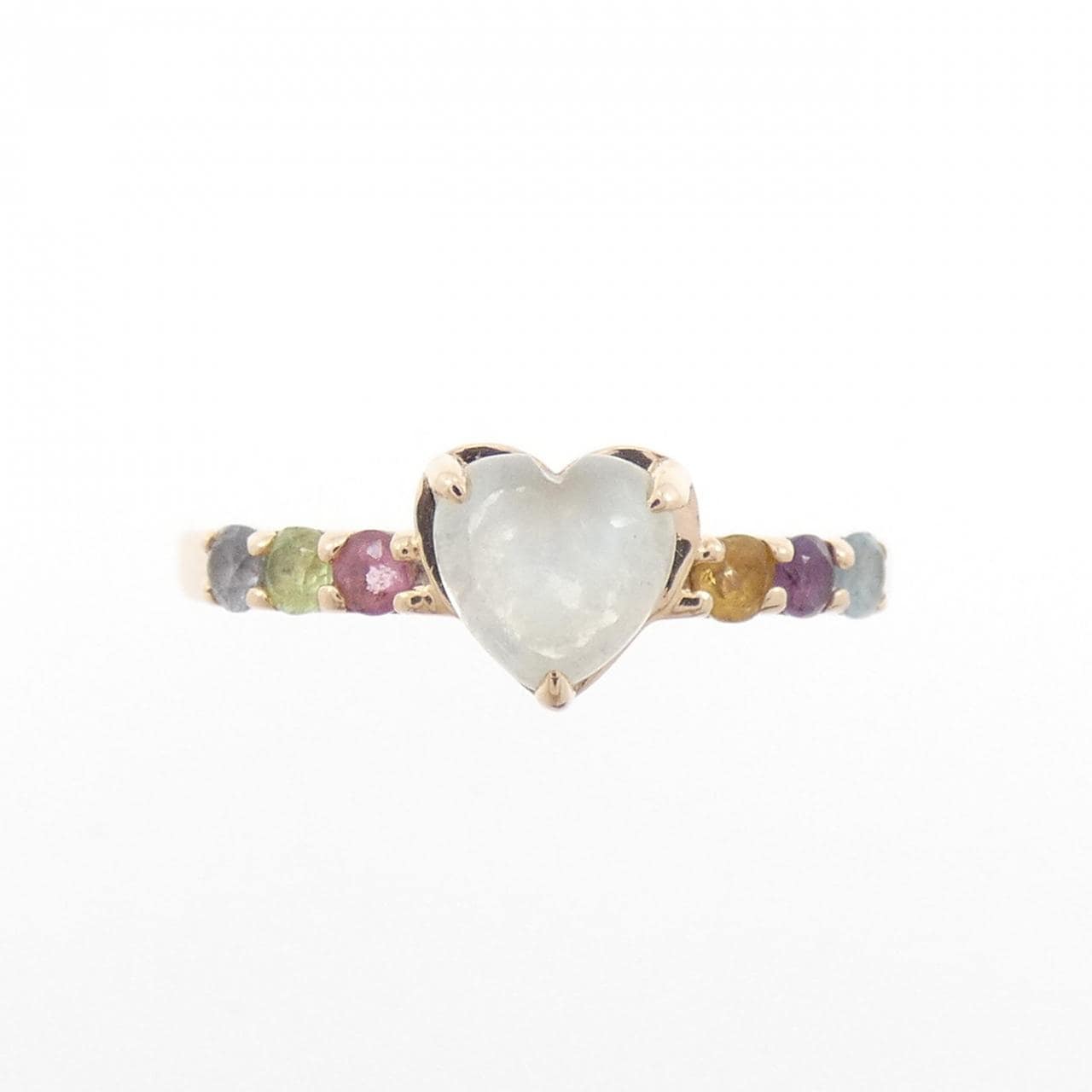 K10PG ハート カラーストーン リング