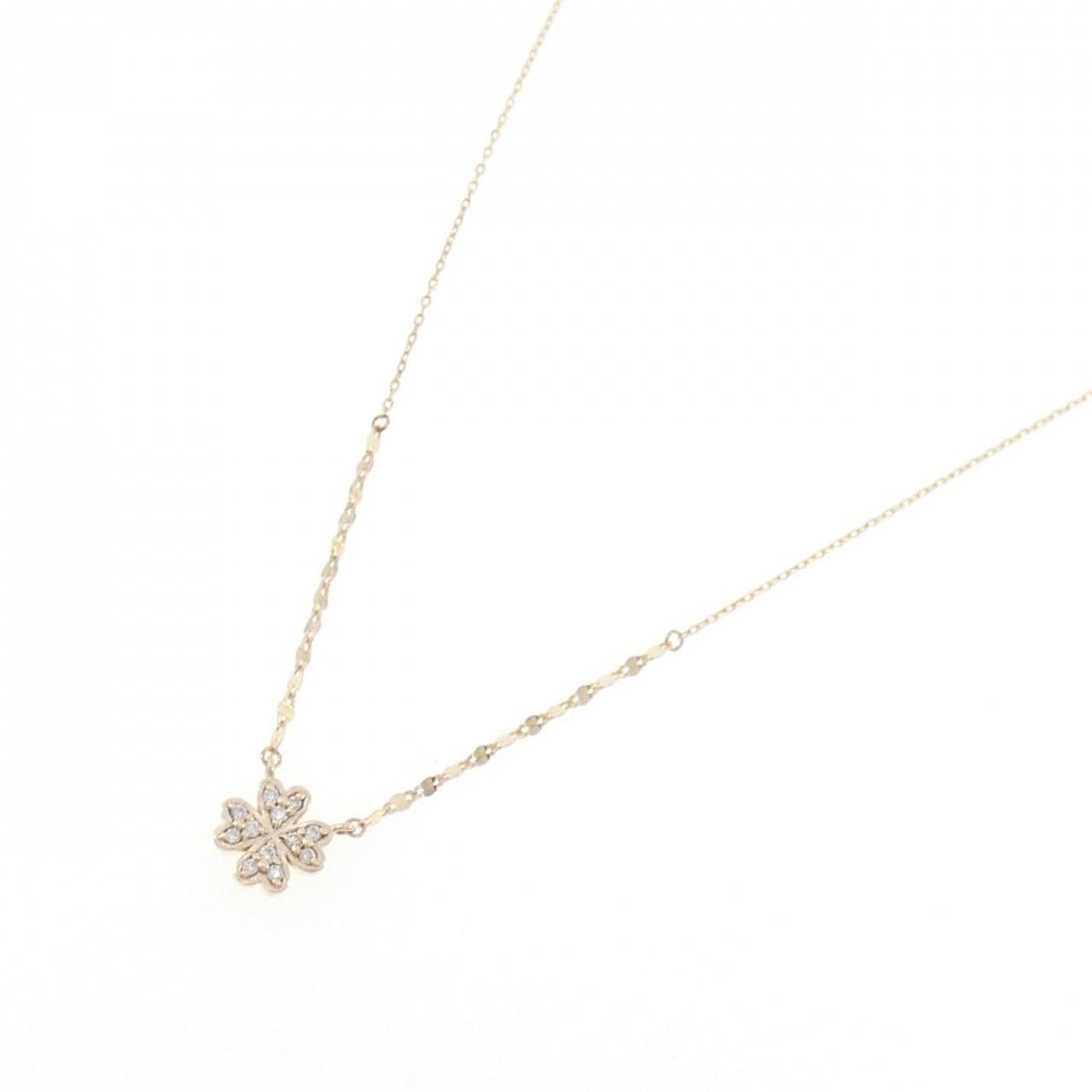 K10YG クローバー ダイヤモンド ネックレス 0.06CT