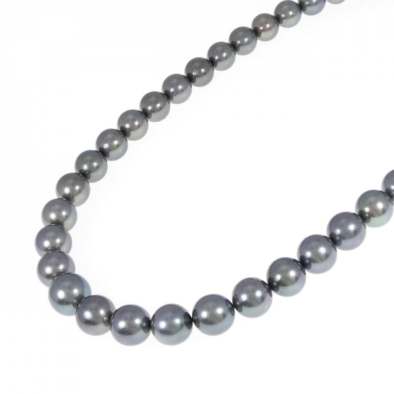 Silver clasp black butterfly pearl necklace 9.1-12mm