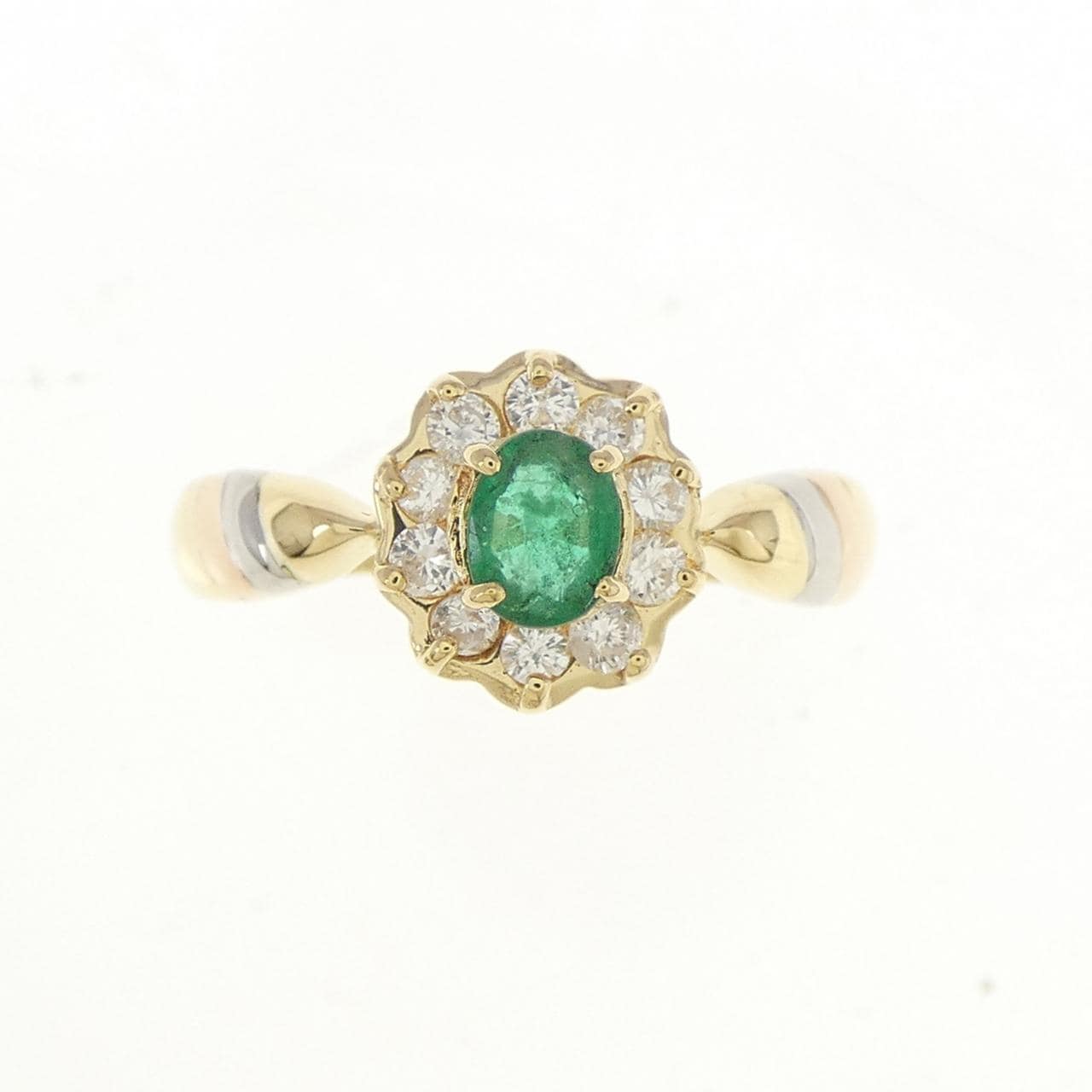 K18YG/PT900 Emerald Ring 0.25CT