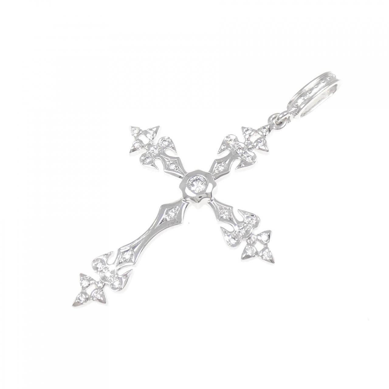 K18WG クロス ダイヤモンド ペンダント 0.33CT