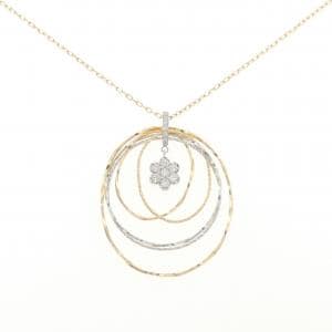 K18YG/K18WG フラワー ダイヤモンド ネックレス 0.25CT