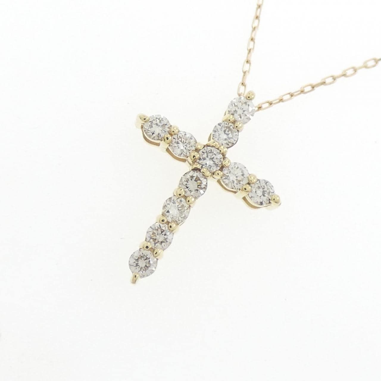 [BRAND NEW] K10YG Cross Diamond Necklace 0.20CT