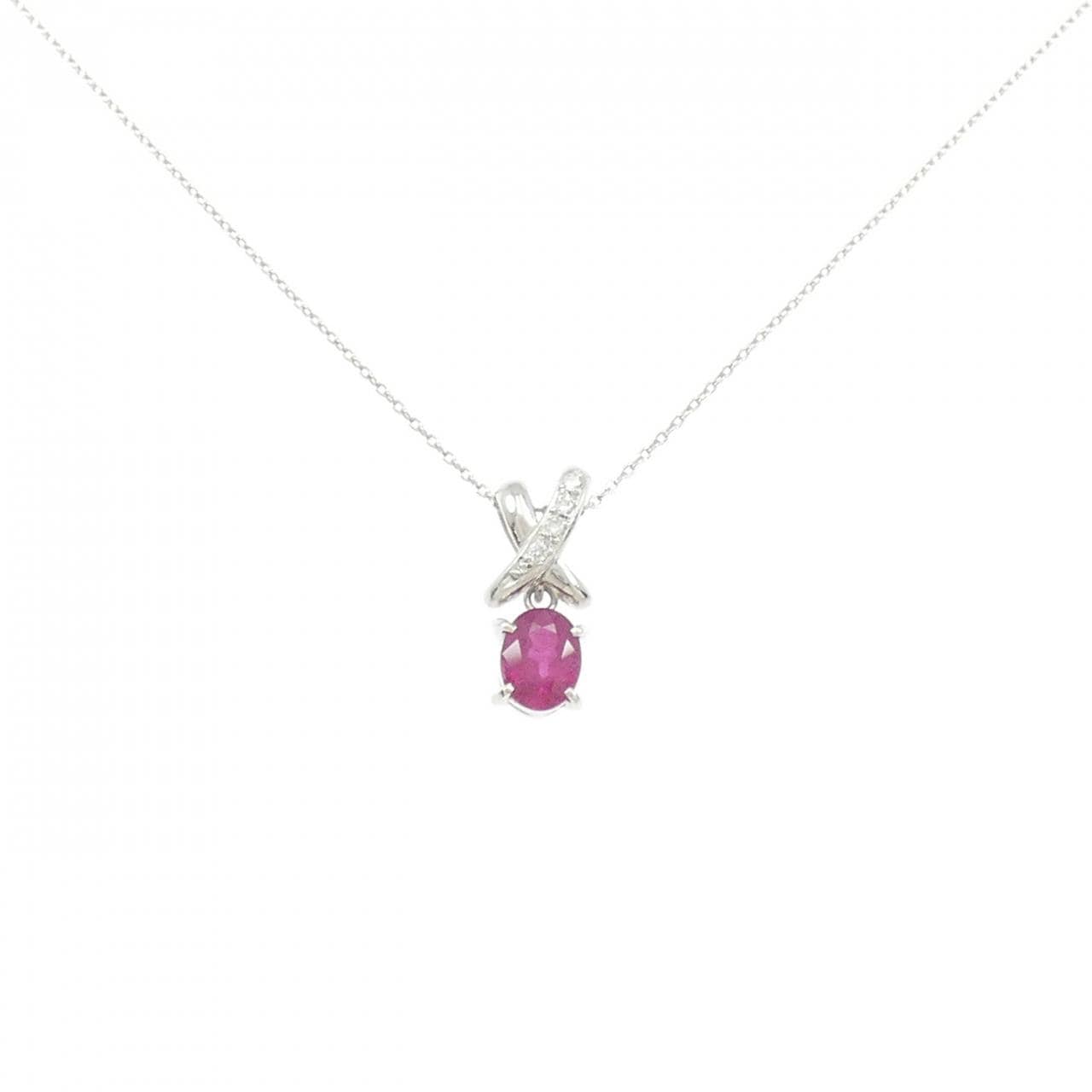 PT900/PT850 ルビー ネックレス 1.12CT