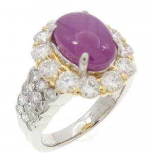 PT900/K18YG スタールビー リング 5.33CT