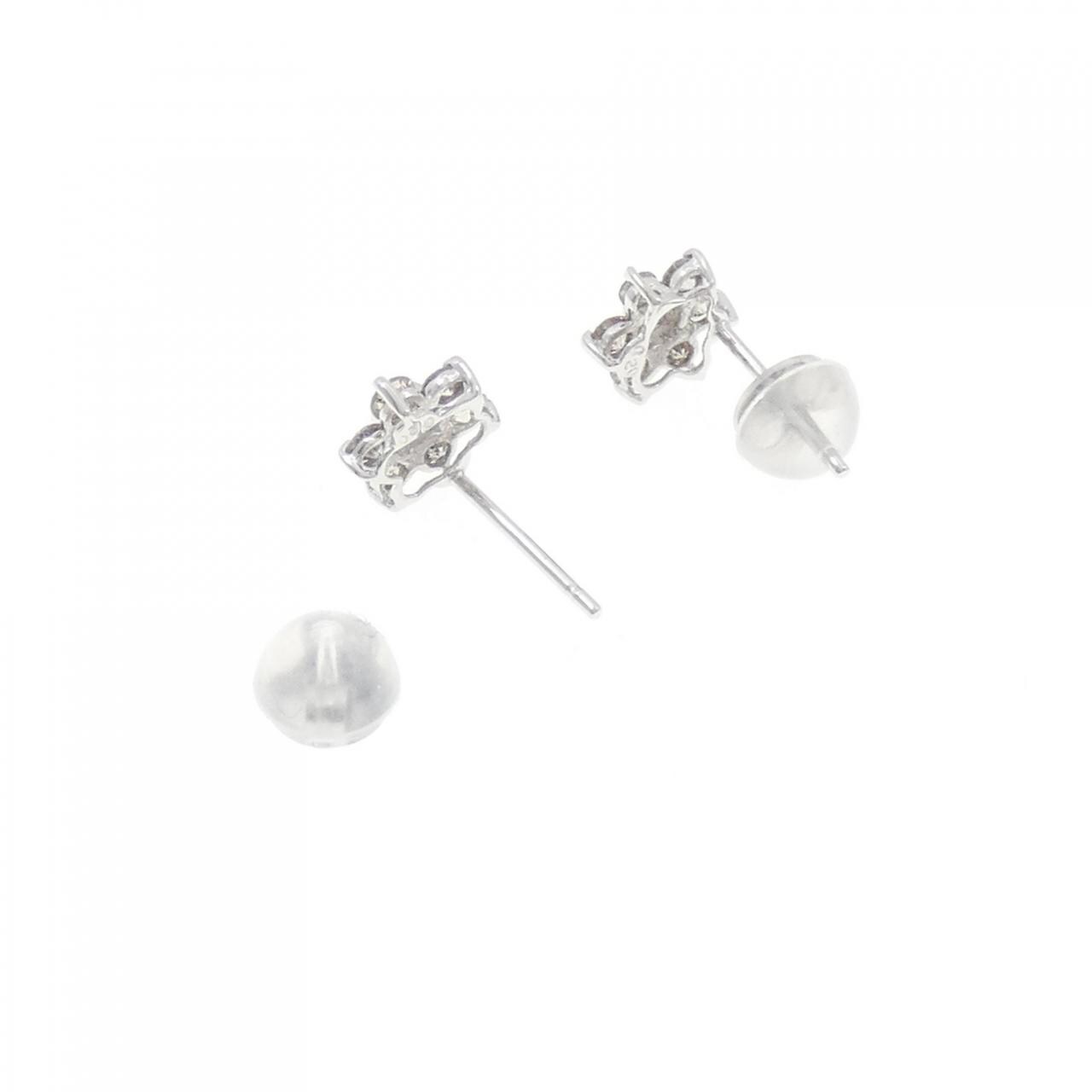 K10WG フラワー ダイヤモンド ピアス 0.40CT