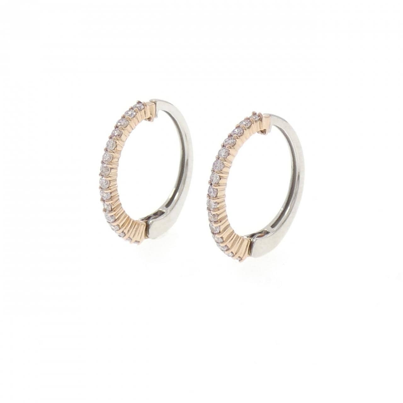 K18PG/PT950 ダイヤモンド イヤリング 0.18CT