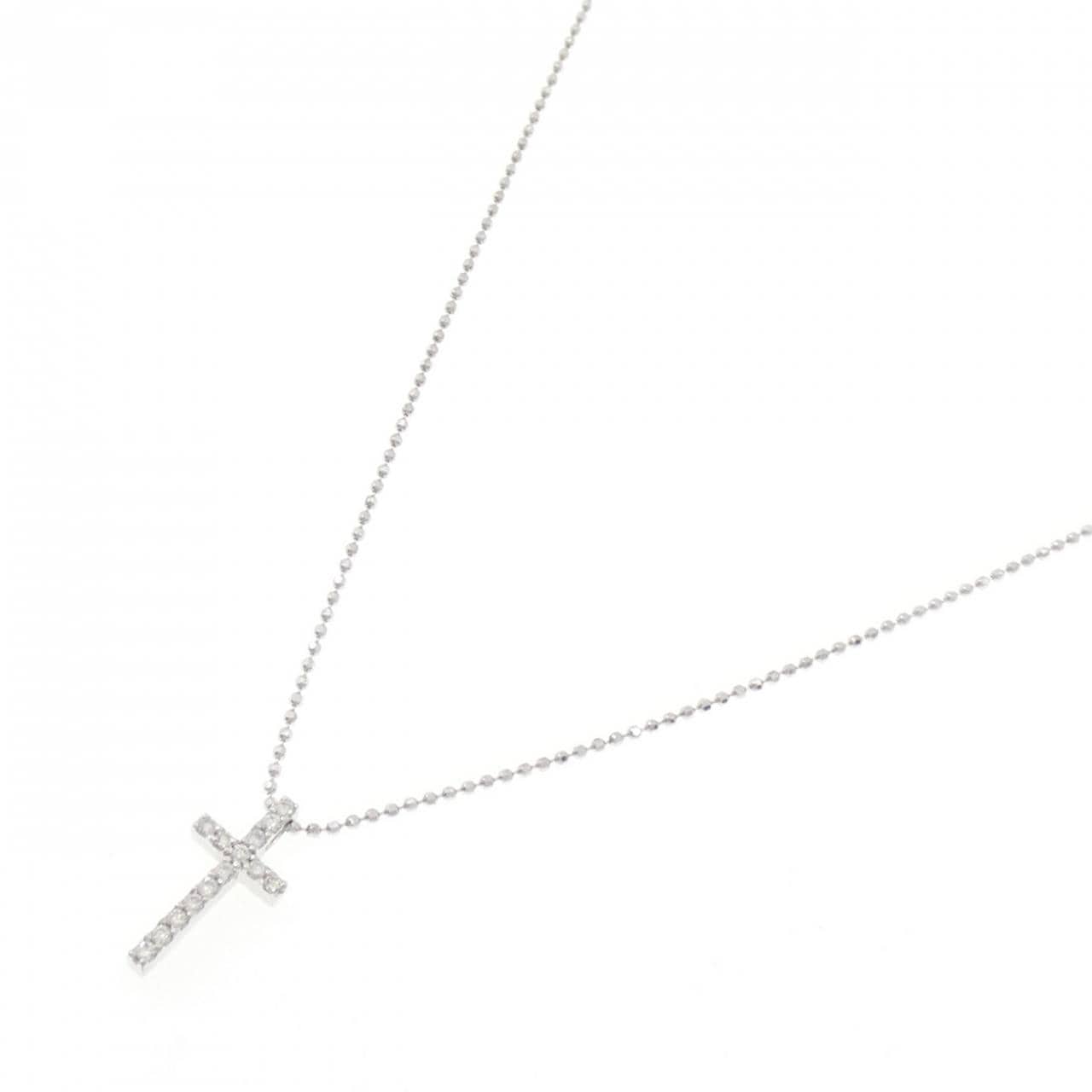 K18WG クロス ダイヤモンド ネックレス 0.12CT