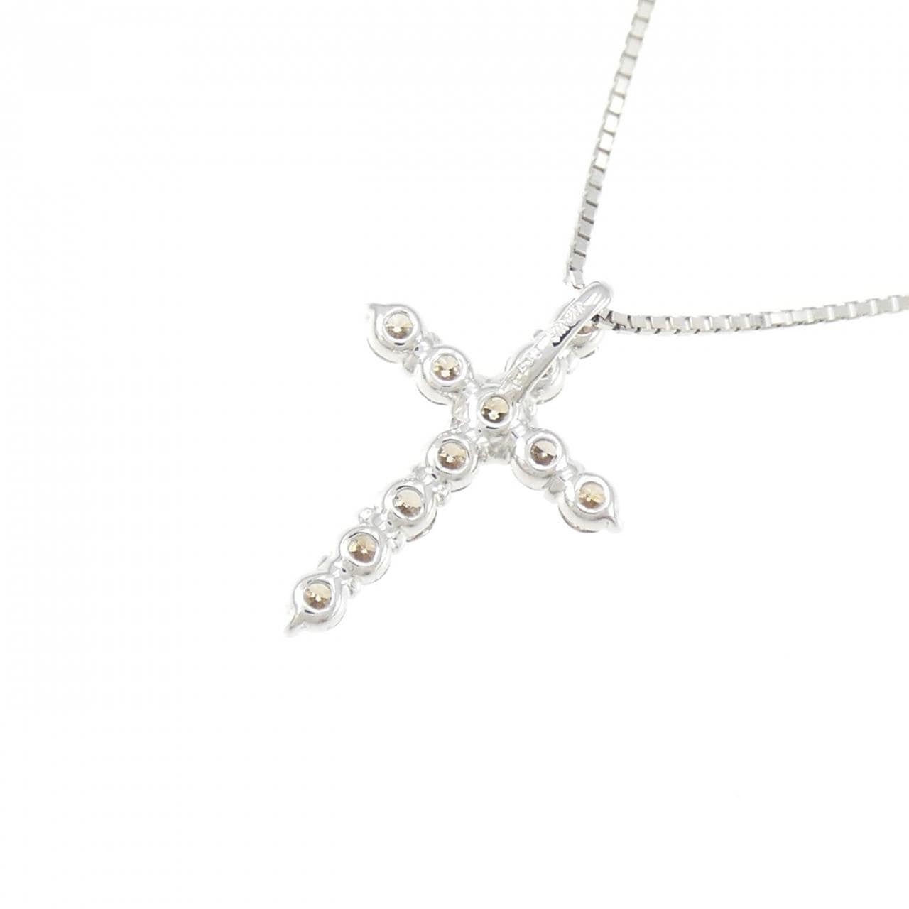 K18WG クロス ダイヤモンド ネックレス 0.50CT
