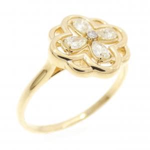 【新品】K18YG フラワー ダイヤモンド リング 0.23CT
