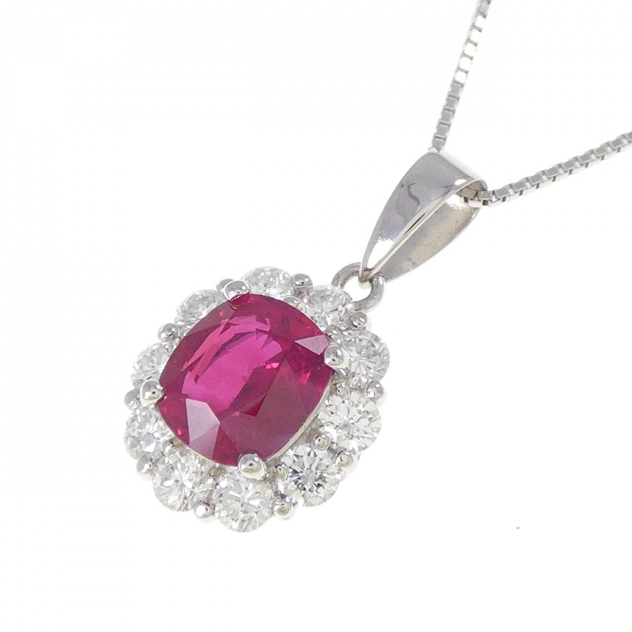 PT900/PT850 ルビー ネックレス 2.139CT ビルマ産
