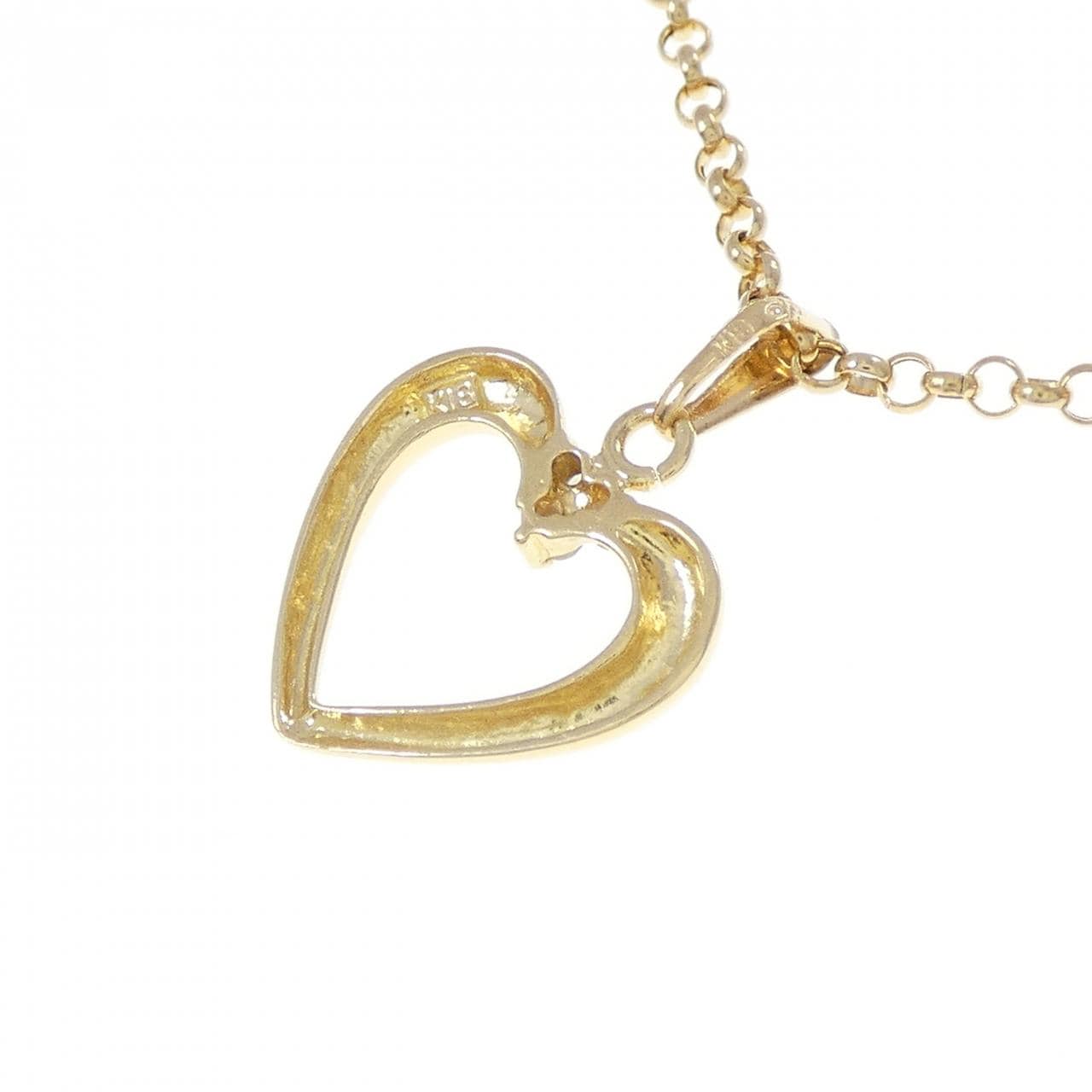 K18YG/750YG ハート ダイヤモンド ネックレス