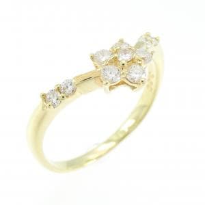 K18YG フラワー ダイヤモンド リング 0.30CT