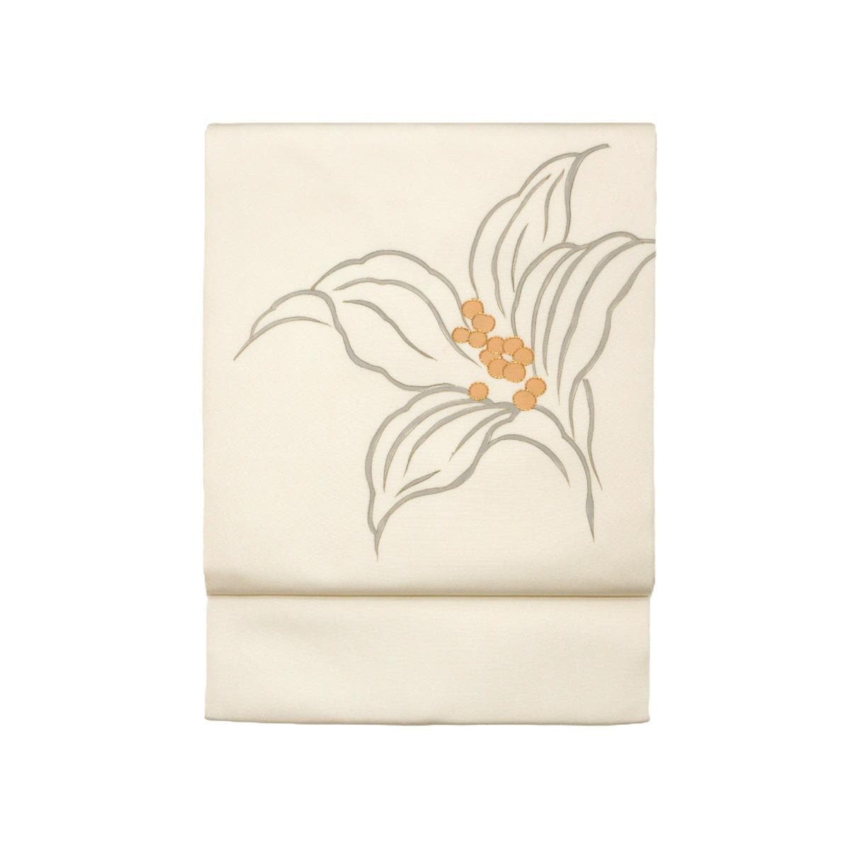 名古屋帯　塩瀬染帯　友禅金彩加工　刺繍入り