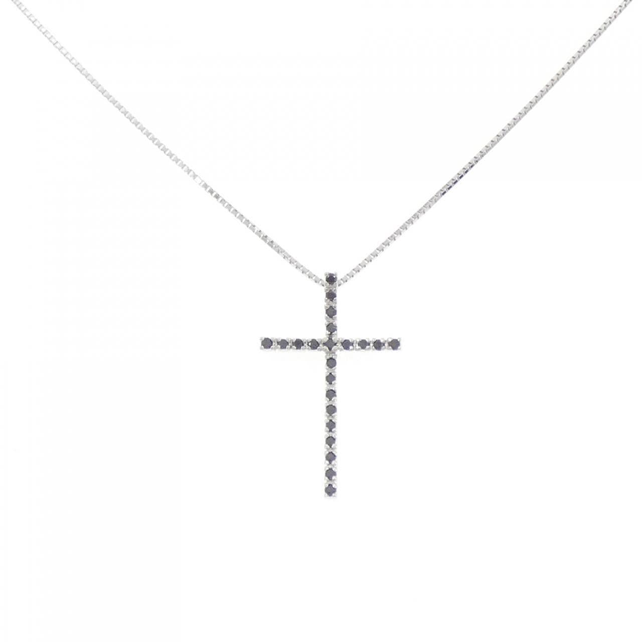 K18WG クロス ダイヤモンド ネックレス 0.15CT