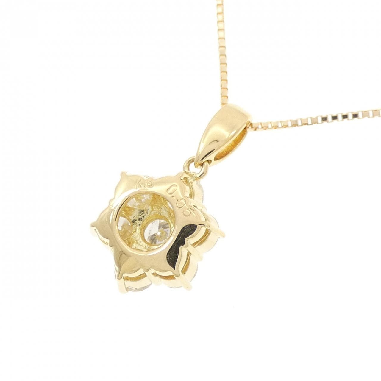 K18YG フラワー ダイヤモンド ネックレス 0.95CT