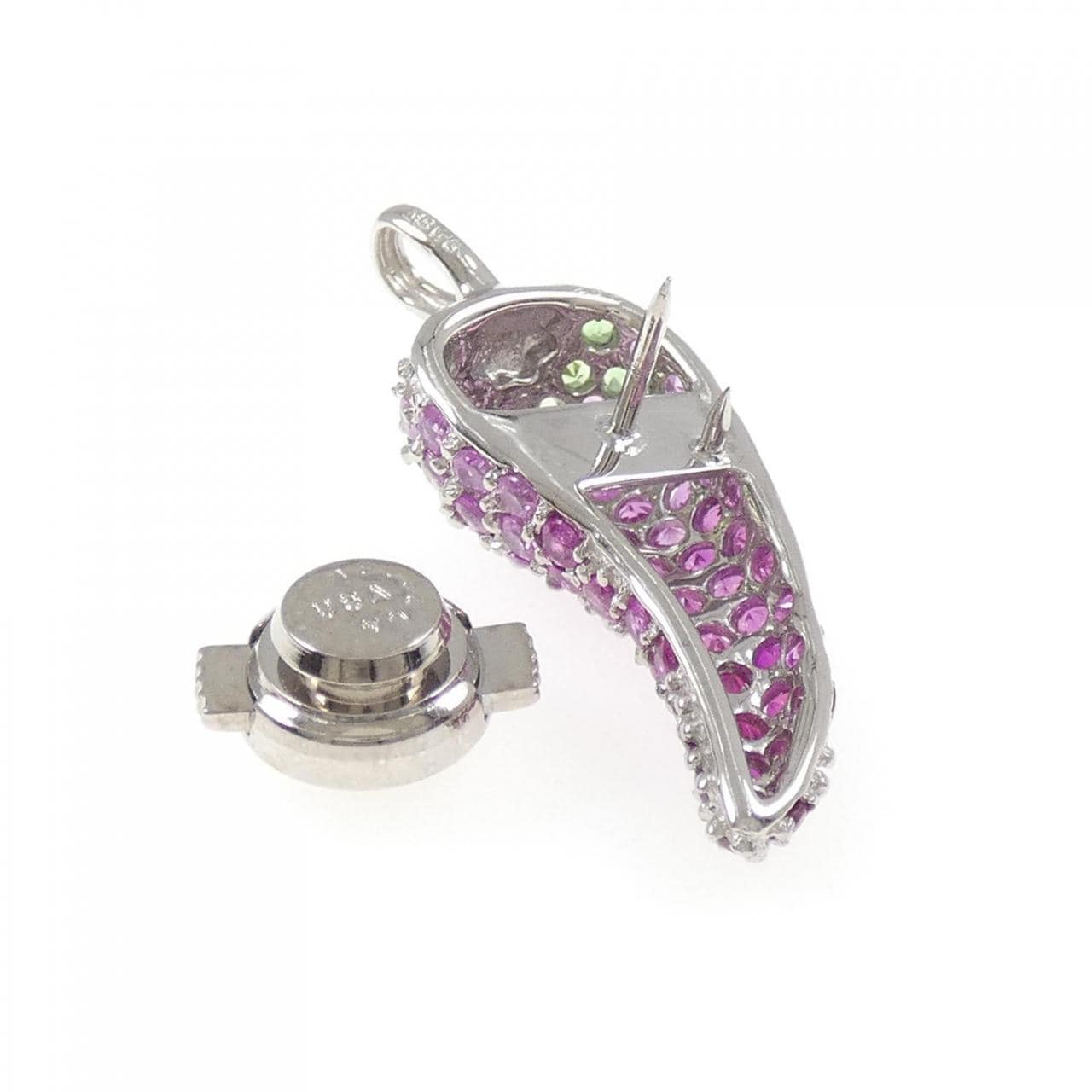 K18WG カラーストーン ブローチ