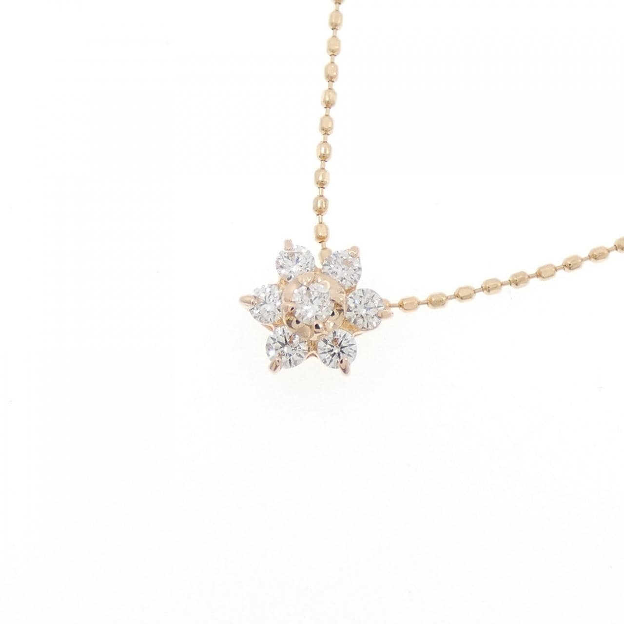 K18PG フラワー ダイヤモンド ネックレス 0.18CT