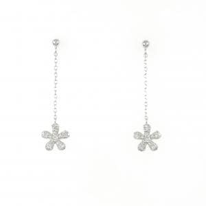 K18WG フラワー ダイヤモンド ピアス 0.12CT