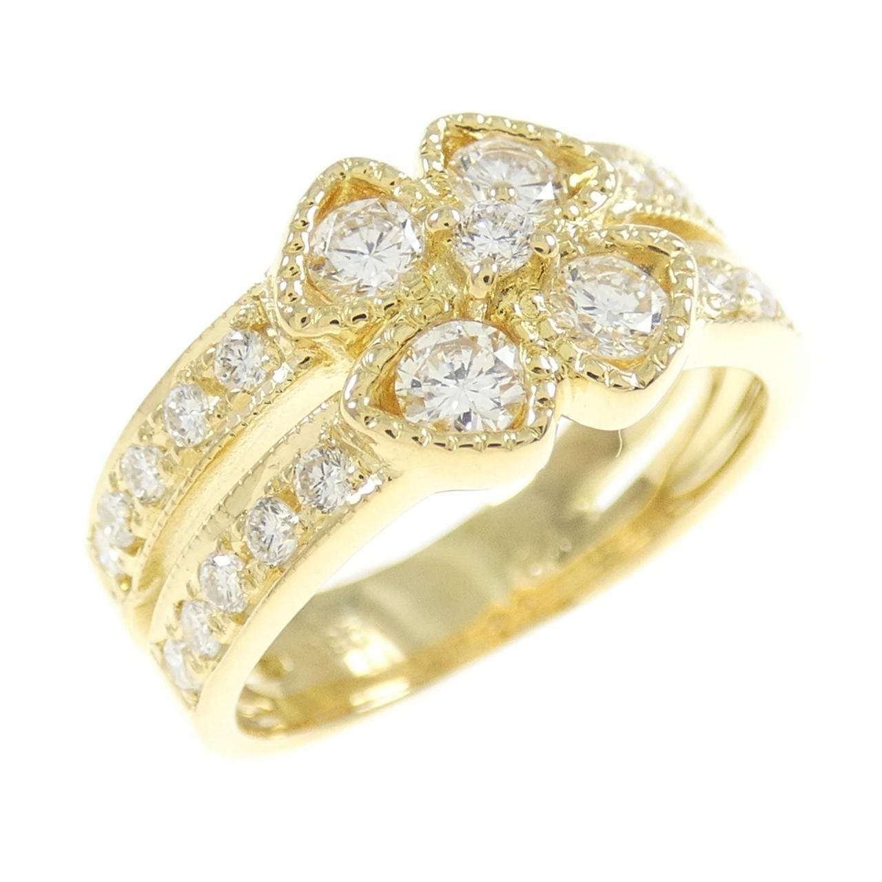 K18YG フラワー ダイヤモンド リング 0.60CT