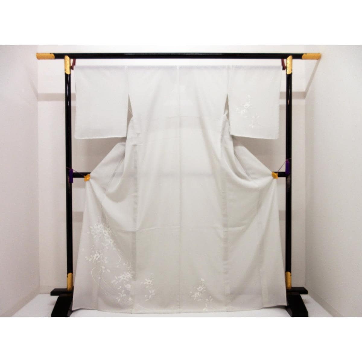 【新品】単衣　駒絽訪問着　友禅銀彩加工