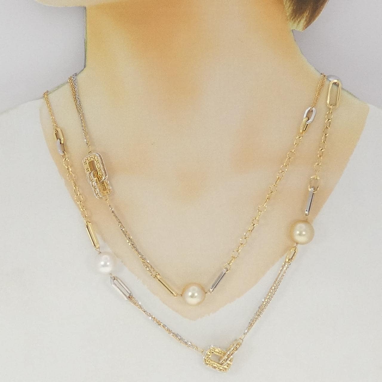 750YG/750WG 白蝶パール ネックレス