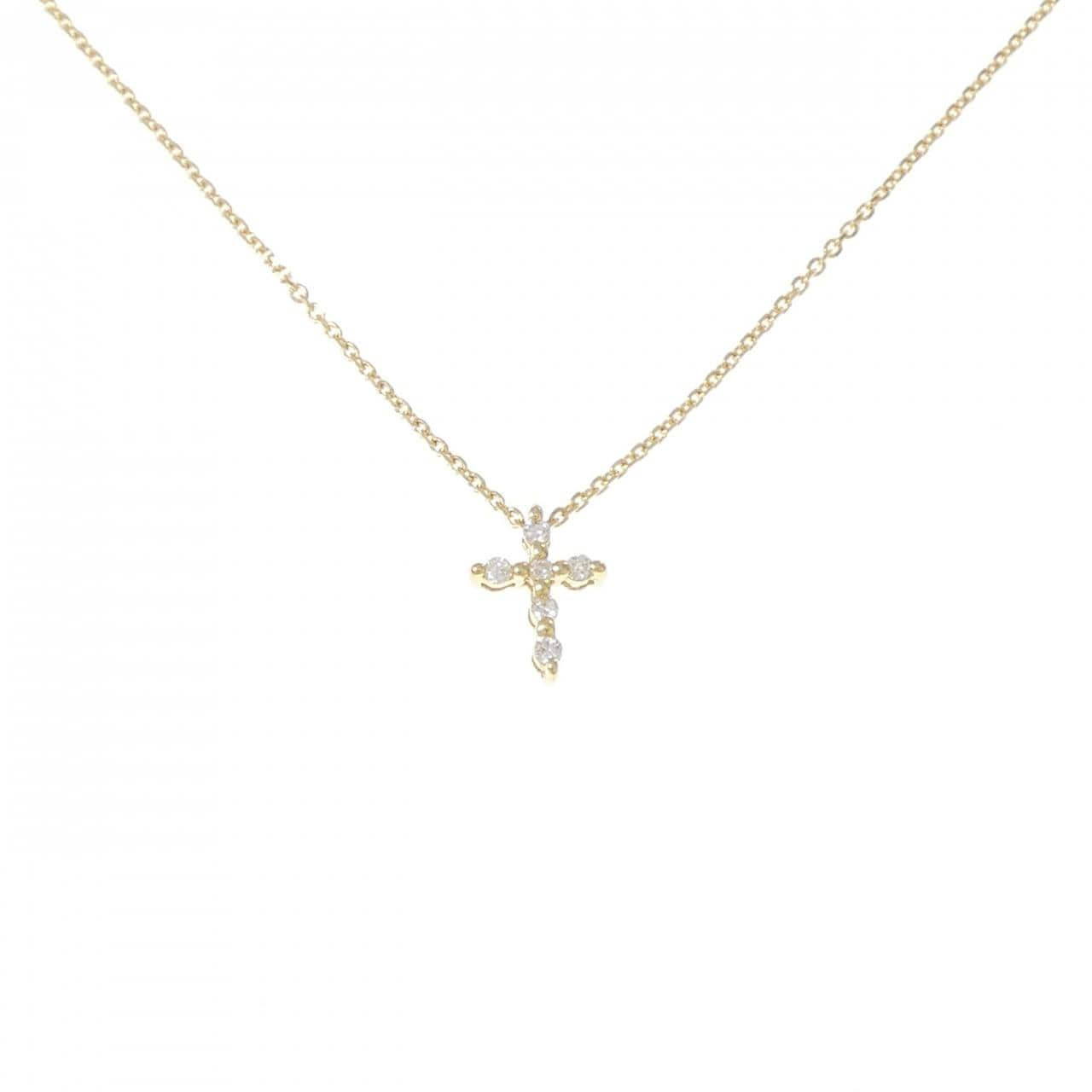 K18YG クロス ダイヤモンド ネックレス 0.06CT