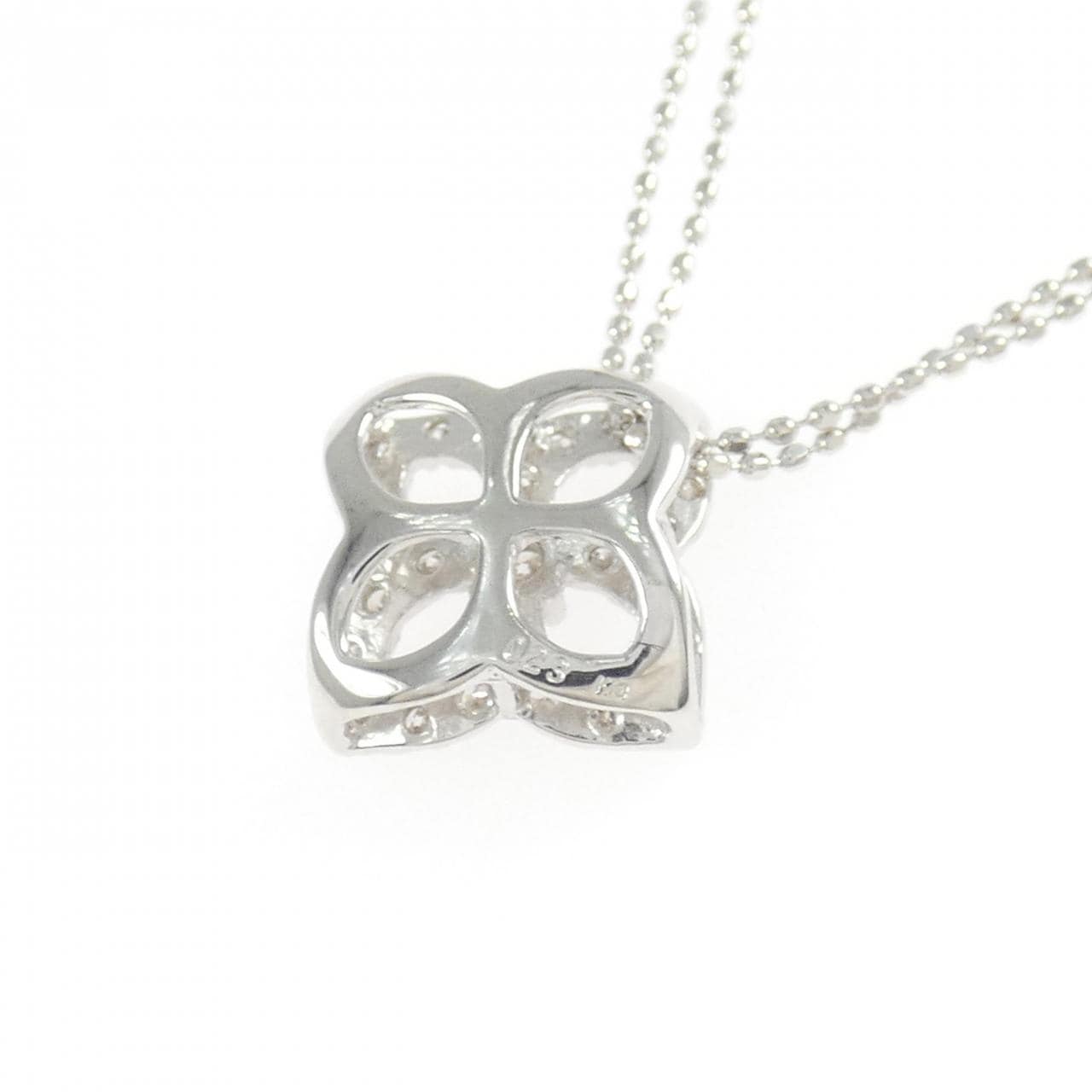 K18WG フラワー ダイヤモンド ネックレス 0.23CT