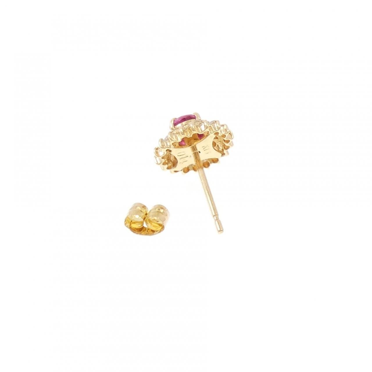 K18YG ルビー ピアス 0.14CT 片耳
