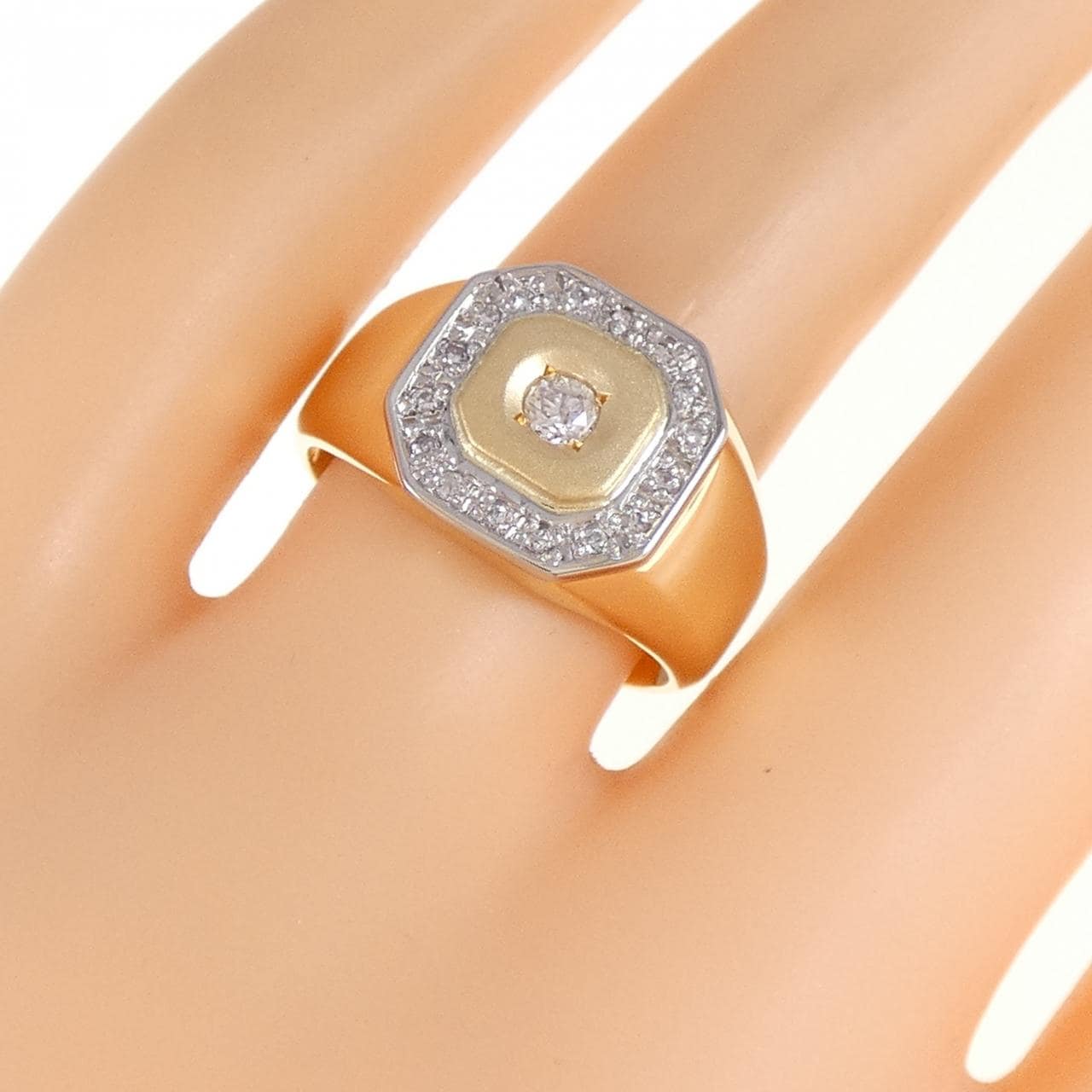 K18YG/PT900 ダイヤモンド リング 0.2CT