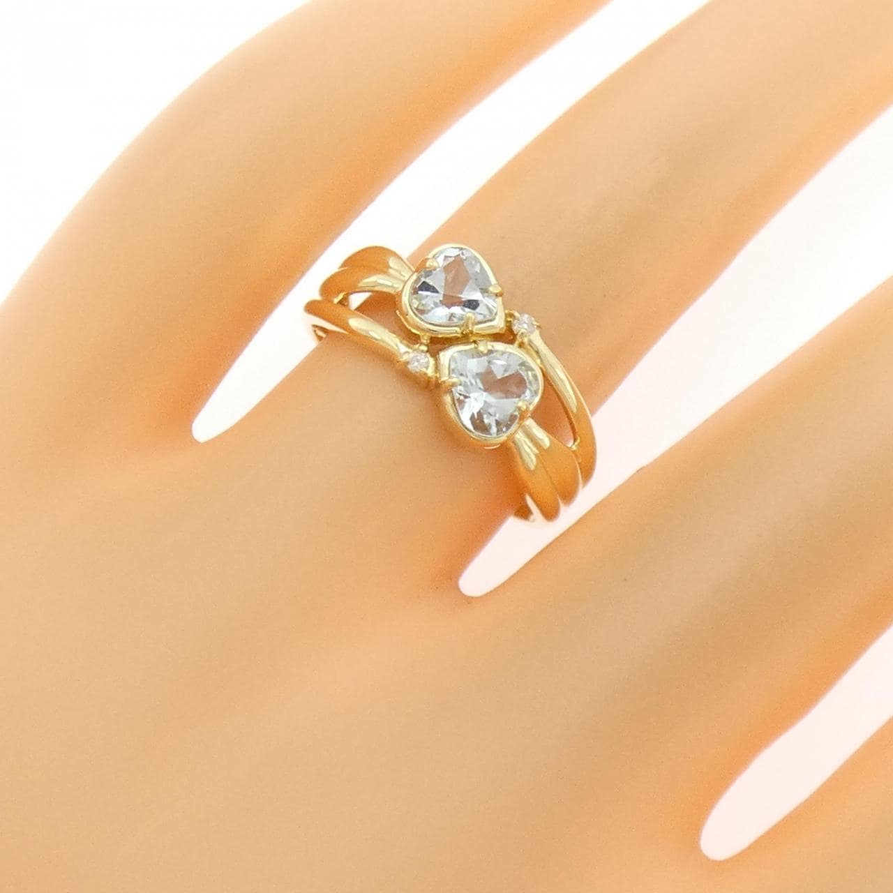 K18YG ハート アクアマリン リング 0.69CT