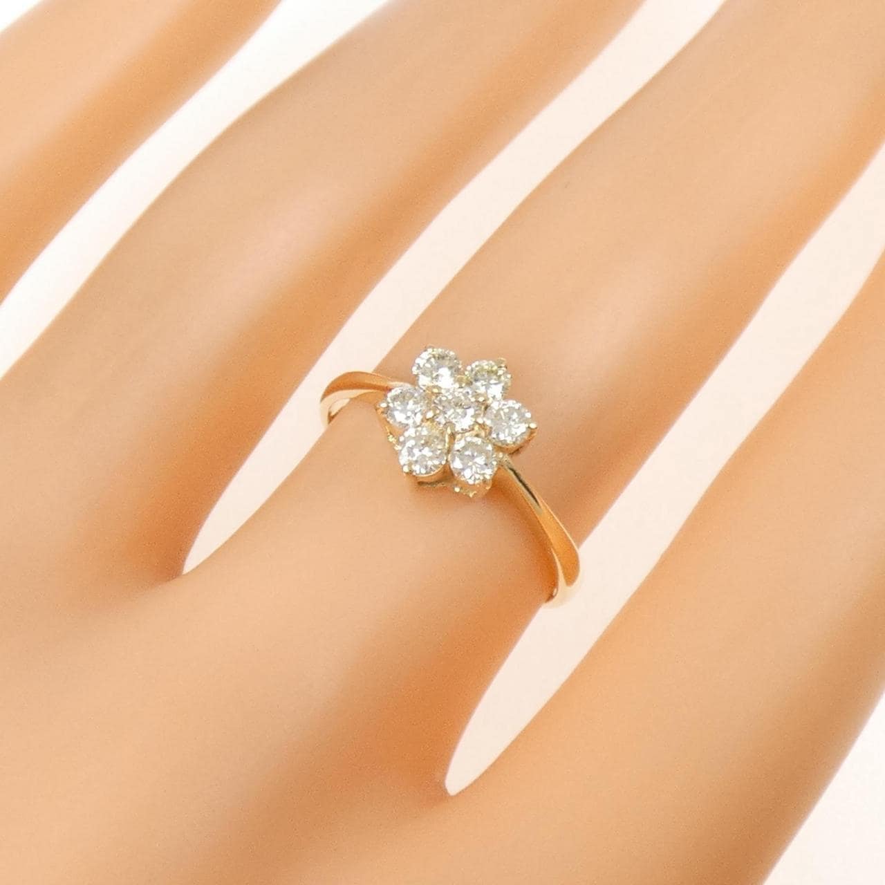 K18YG フラワー ダイヤモンド リング 0.50CT