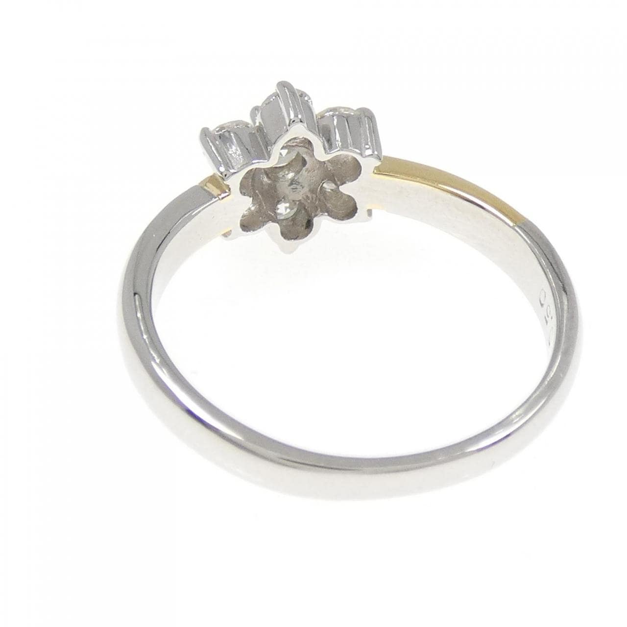 PT900/K18YG フラワー ダイヤモンド リング 0.50CT