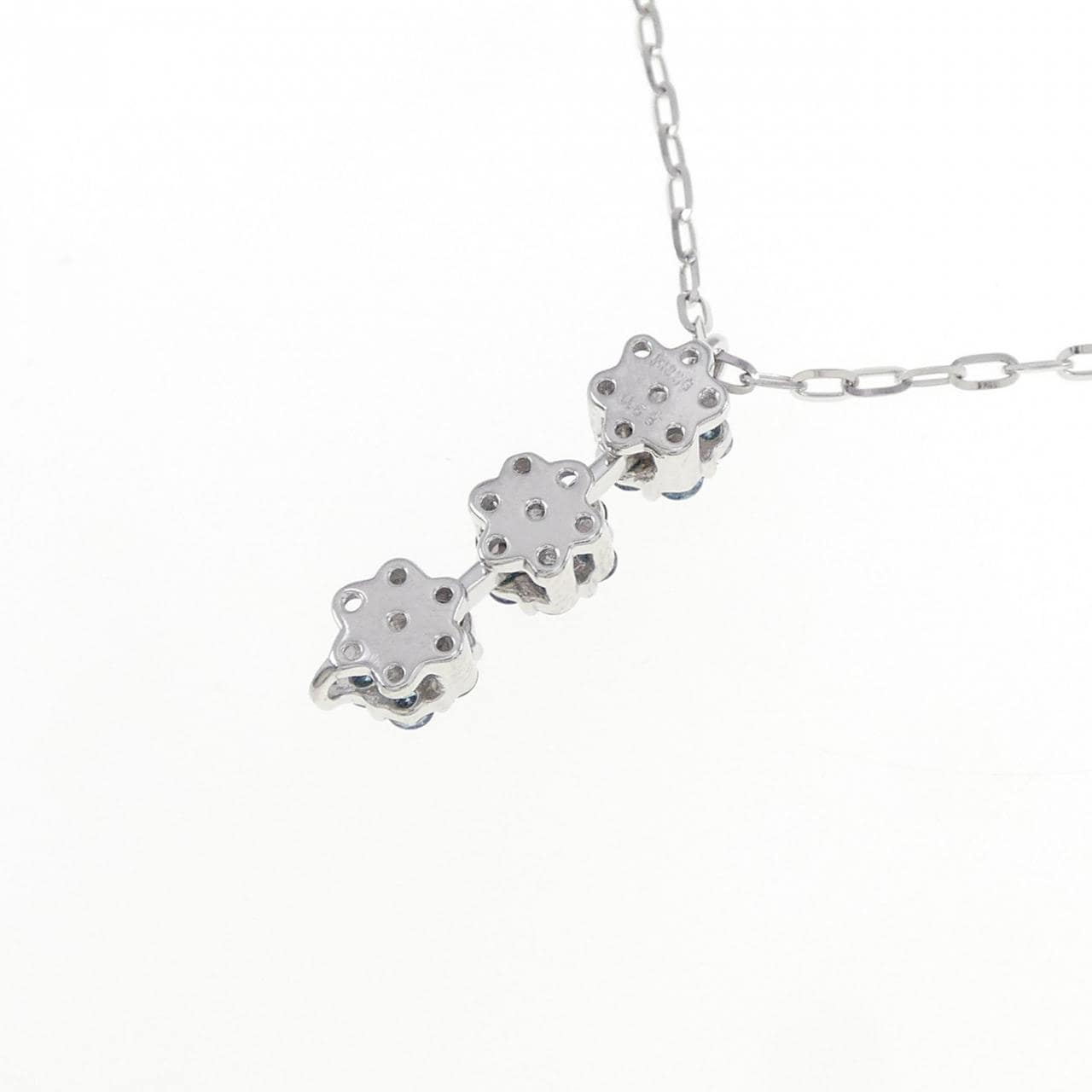 K18WG 2WAY フラワー ダイヤモンド ネックレス 0.58CT