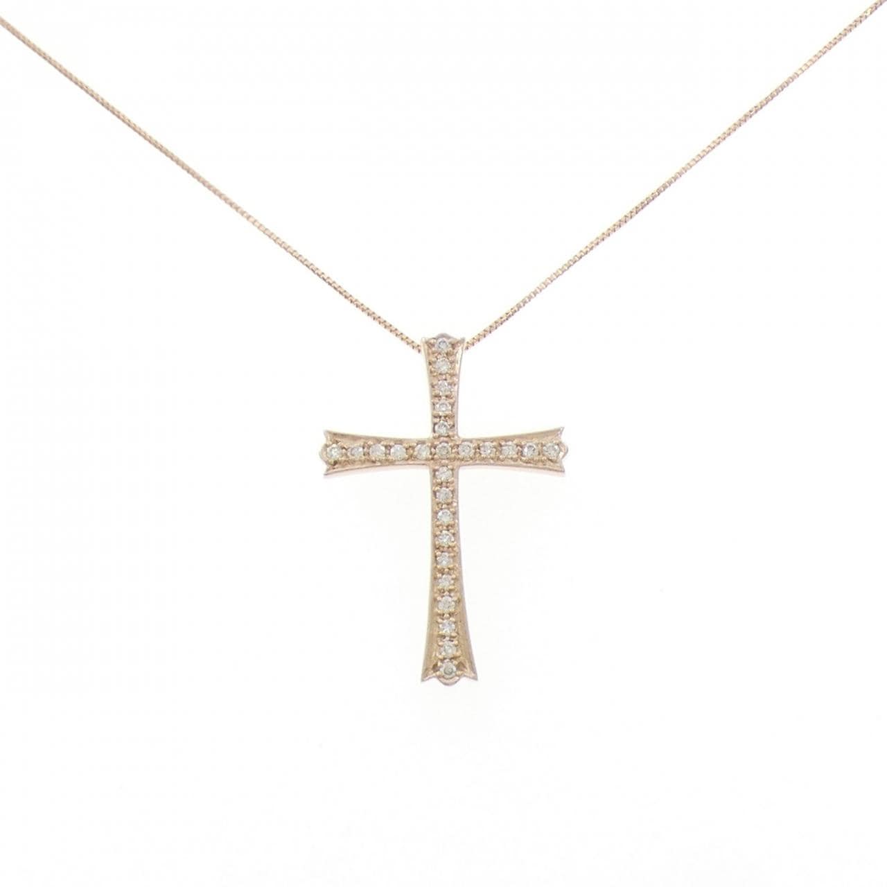 K18PG クロス ダイヤモンド ネックレス 0.21CT