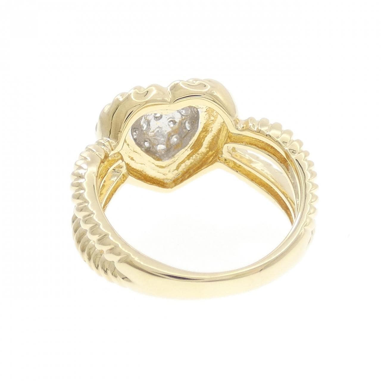 750YG/750WG ハート パヴェ ダイヤモンド リング 0.27CT