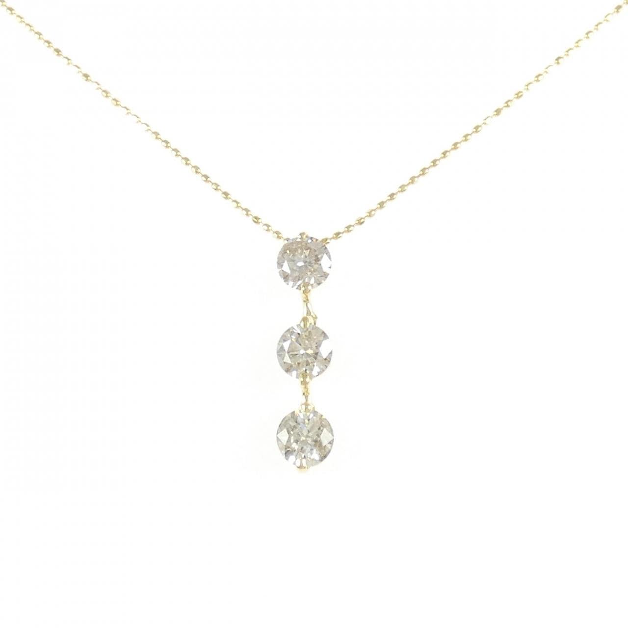 K18YG スリーストーン ダイヤモンド ネックレス 1.50CT