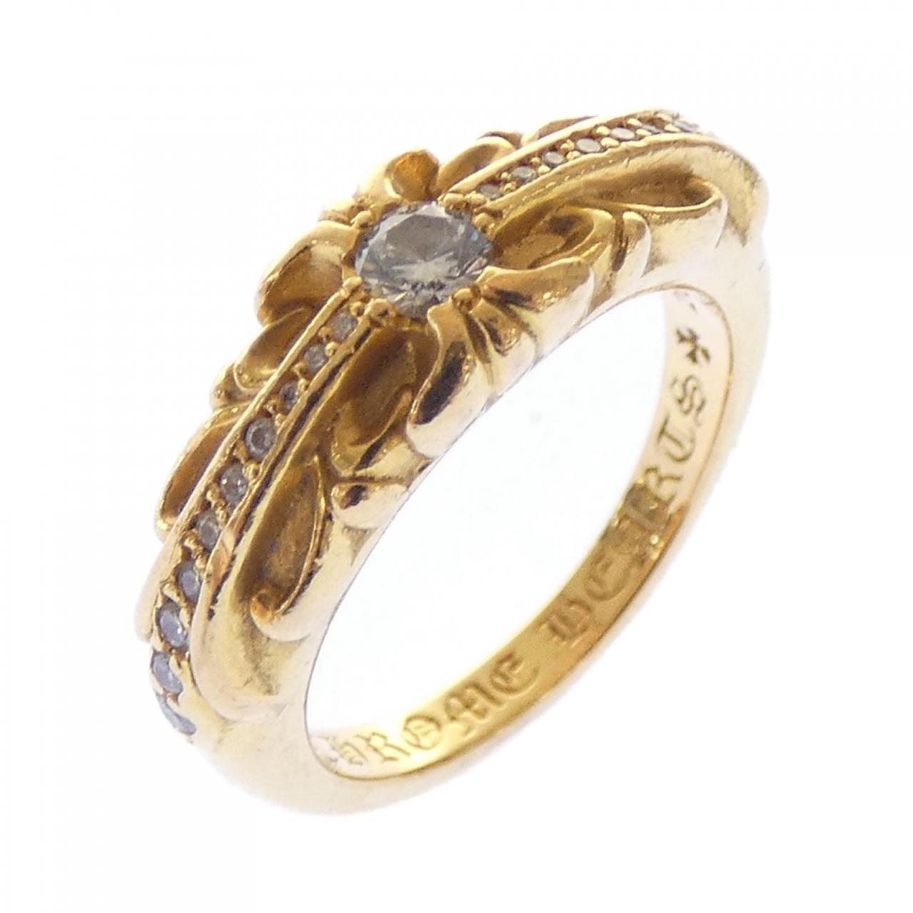 クロムハーツ CHROME HEARTS BABY CLSC FLORAL CRS DMND PAVE 207146023GLD RING
