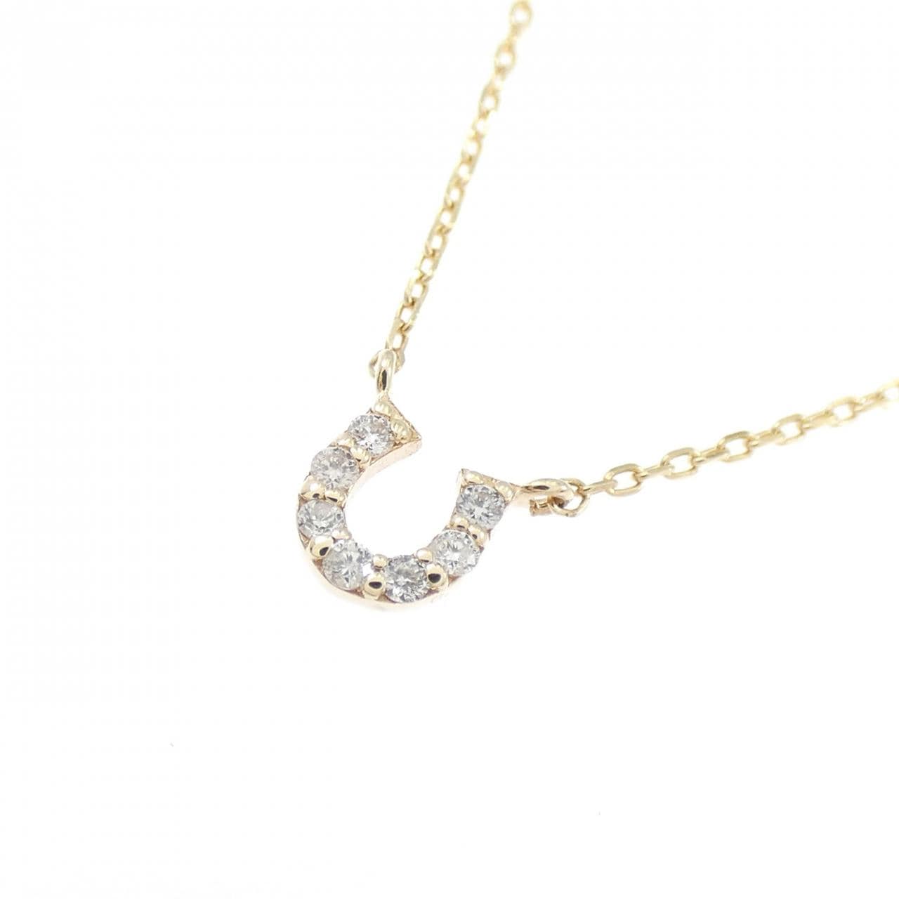 K10YG ホースシュー ダイヤモンド ネックレス 0.03CT