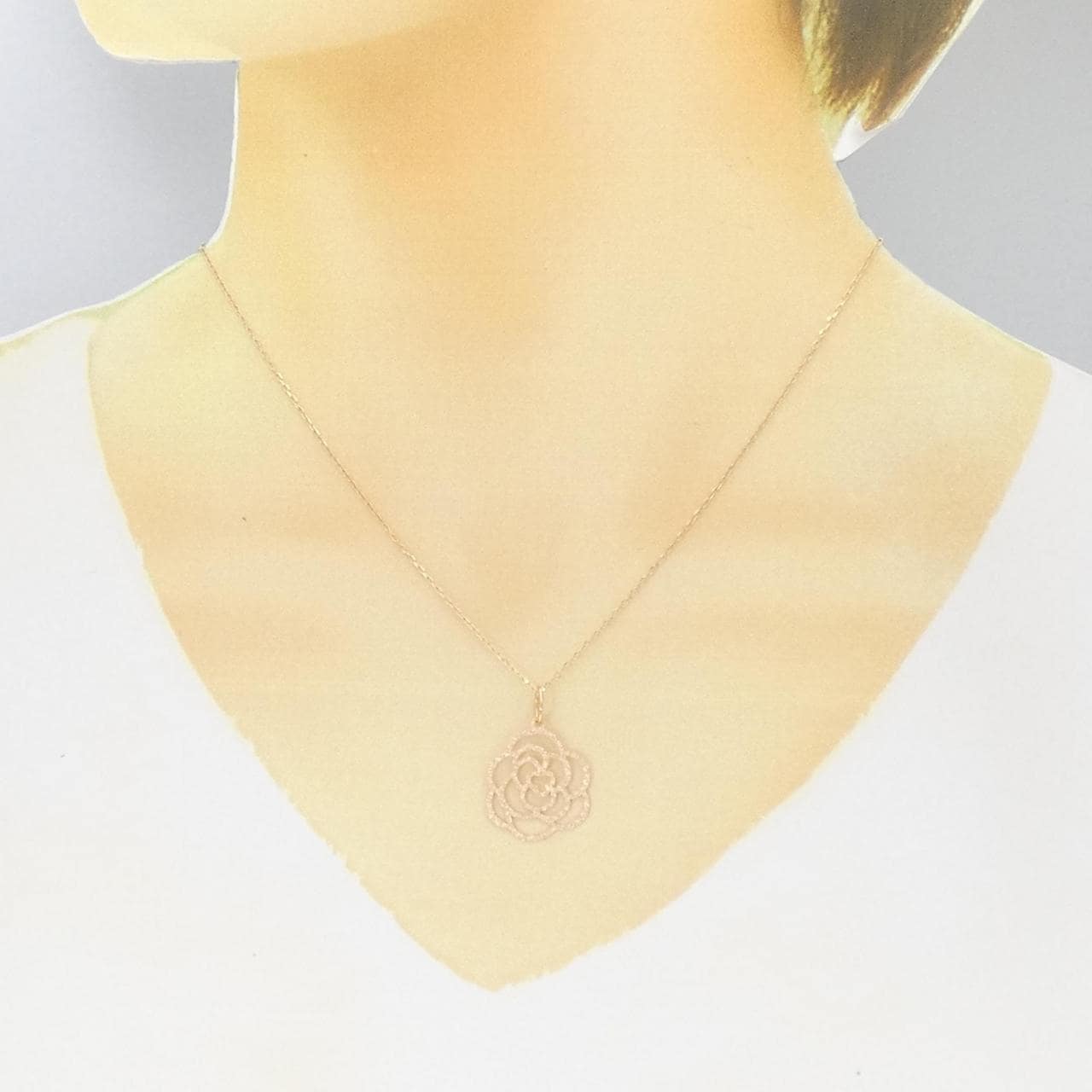 K18PG flower necklace