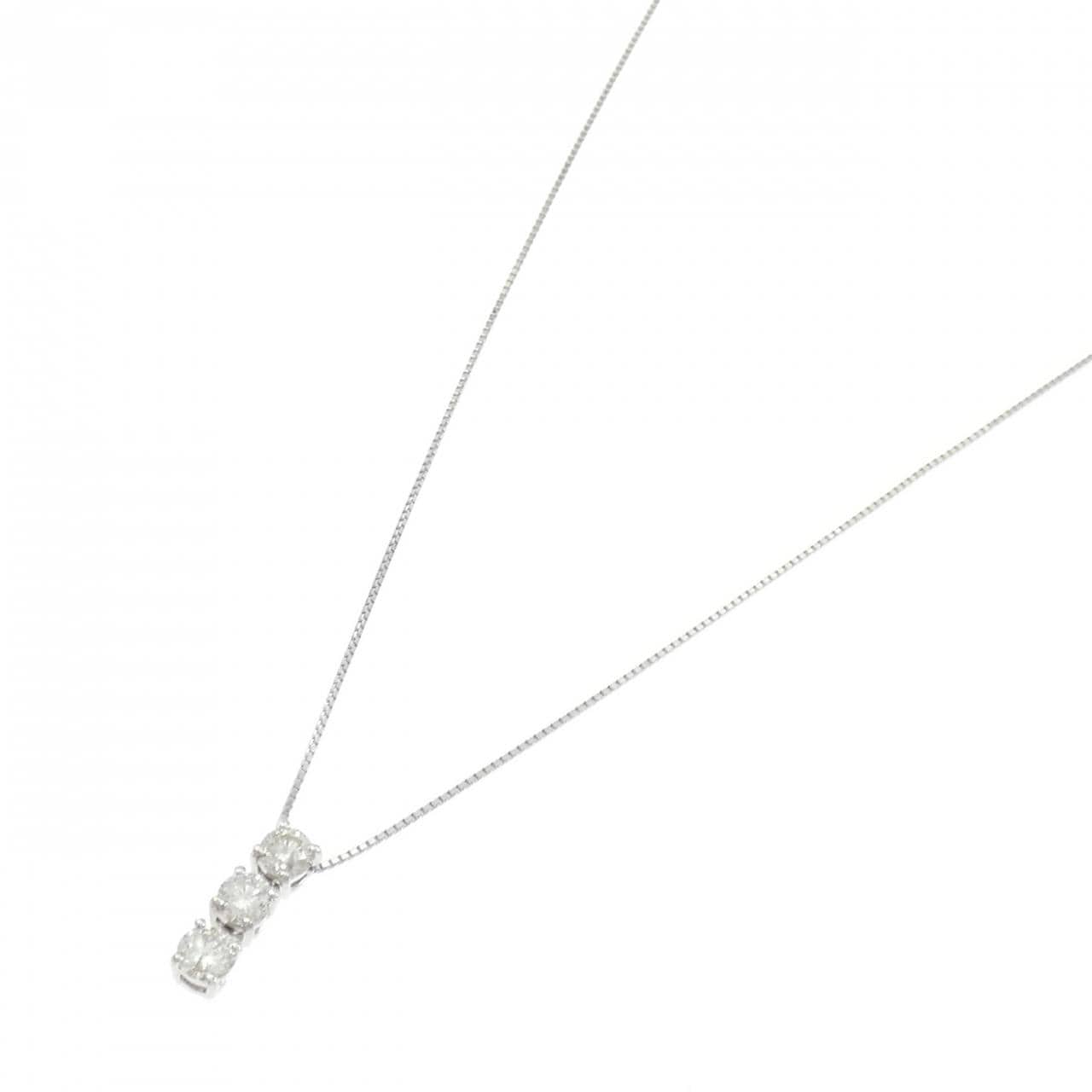 PT900/PT850 スリーストーン ダイヤモンド ネックレス 0.53CT