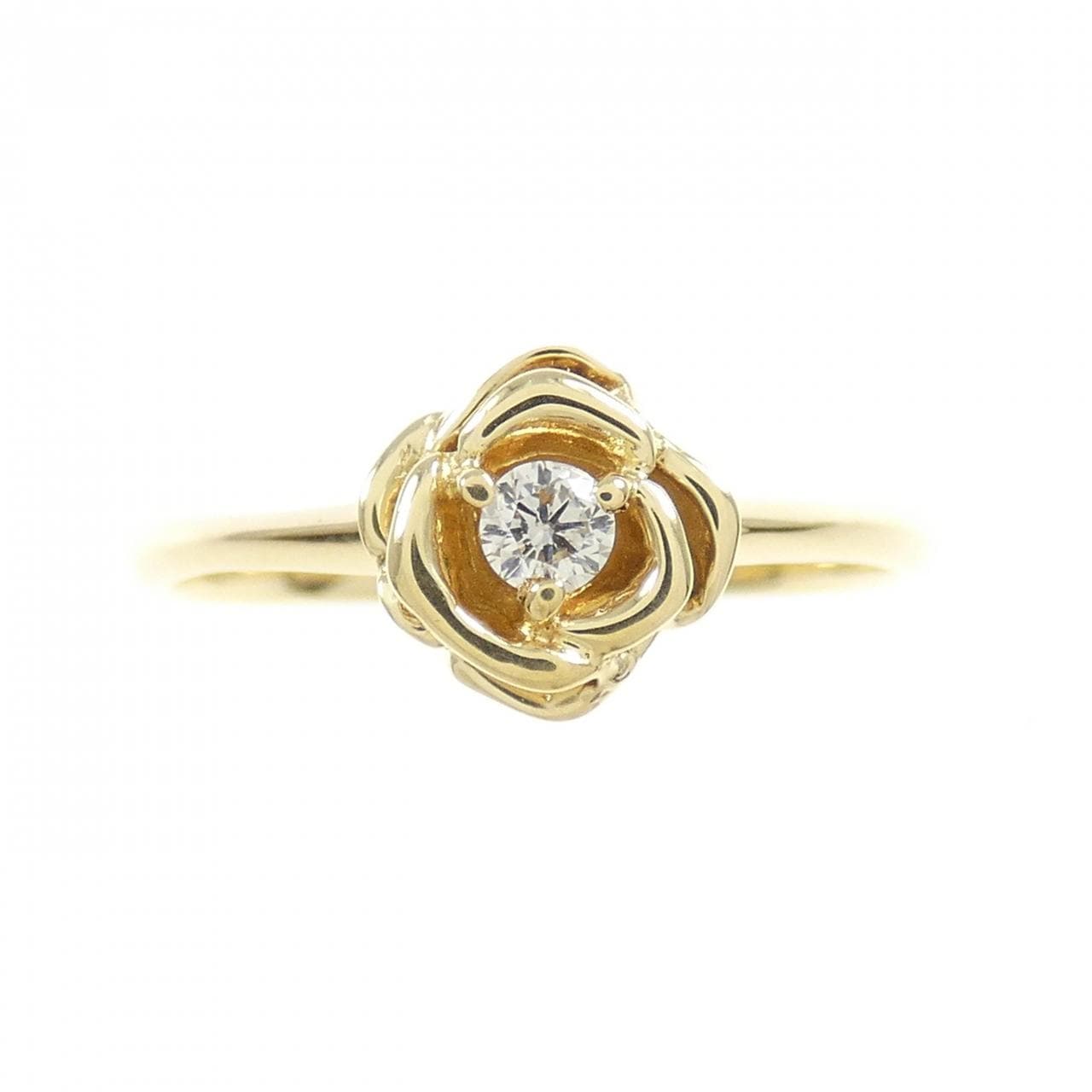 K18YG flower Diamond ring 0.06CT