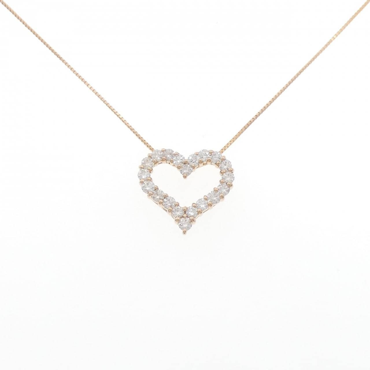 K18PG ハート ダイヤモンド ネックレス 1.00CT