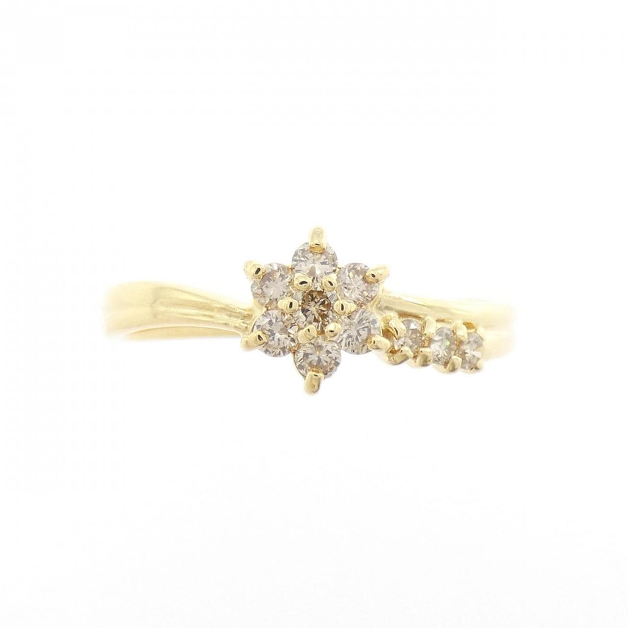 K18YG フラワー ダイヤモンド リング 0.20CT