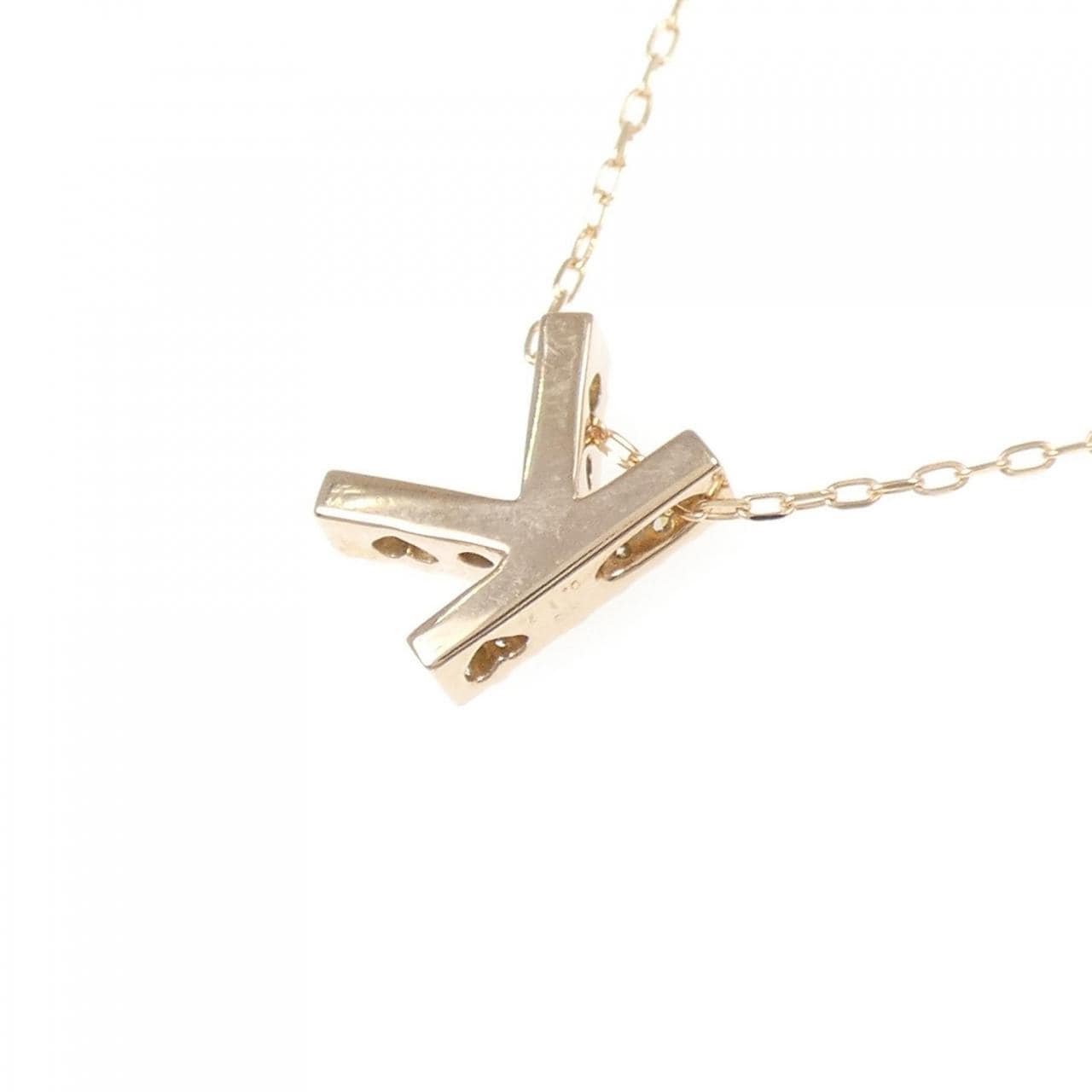 K18PG イニシャルK ダイヤモンド ネックレス 0.17CT