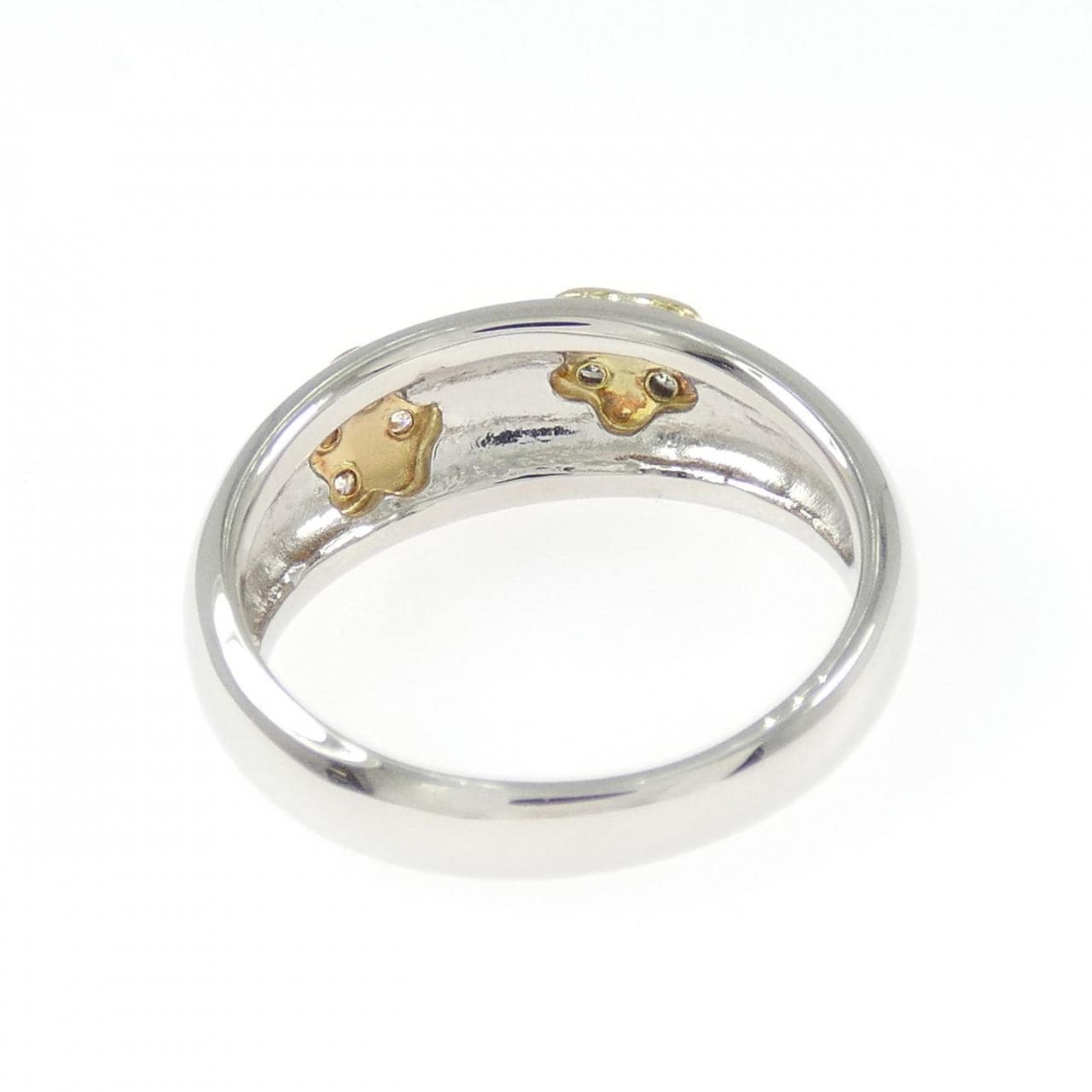 PT900/K18YG/K18PG フラワー ダイヤモンド リング 0.08CT