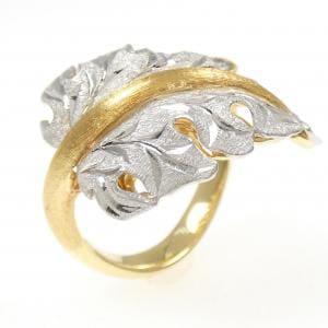 K18YG/PT900 リーフ ダイヤモンド リング 0.06CT