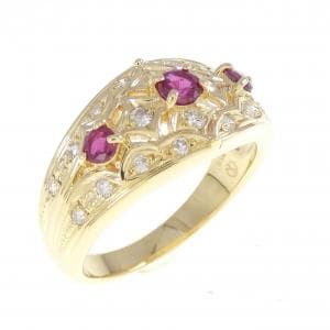 K18YG ルビー リング 0.41CT