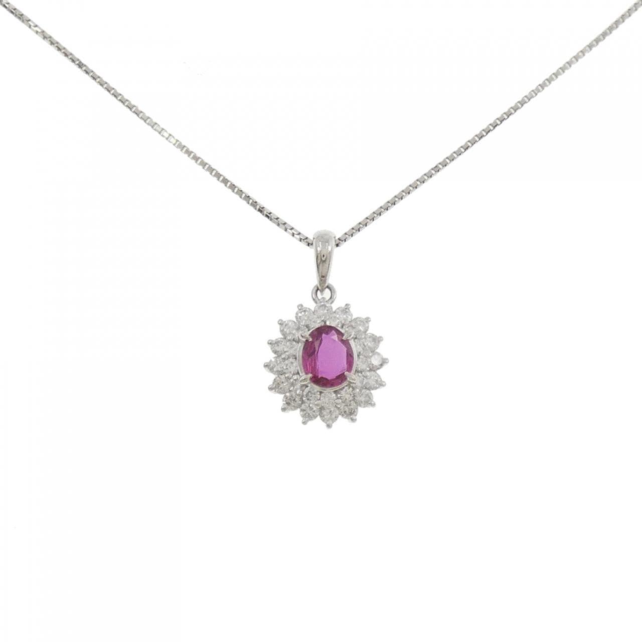 PT900/PT850 ルビー ネックレス 0.60CT