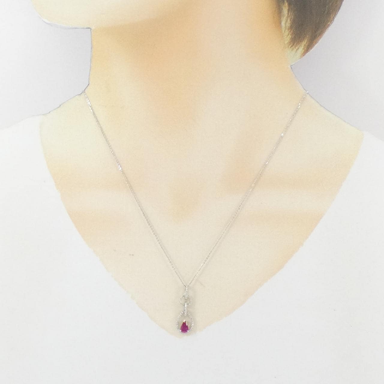 K18WG ルビー ネックレス 0.48CT